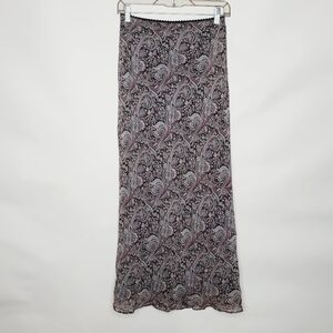 Laura Ashley Silk Maxi Skirt Size 6 Paisley Print Lined Elasticized Waist Y2K